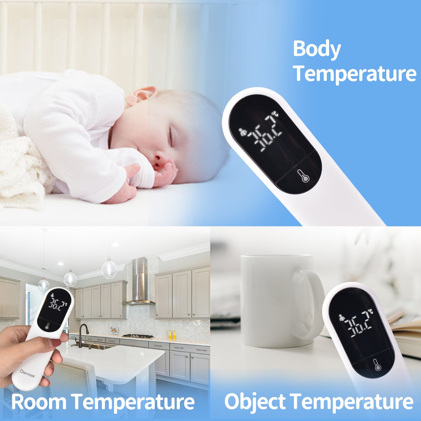 Berrcom Forehead Thermometer New Dual Probe Technology Infrared Thermometer For Adults And Children JXB-315