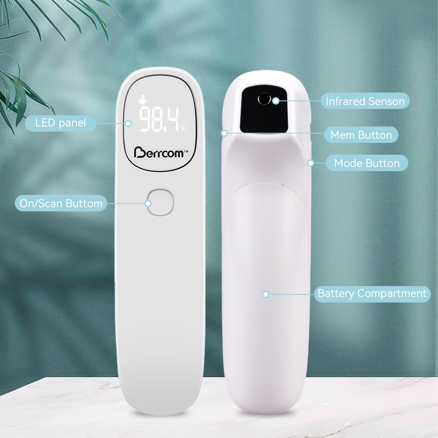 Berrcom Non Contact Infrared Thermometer Digital Forehead Thermometer for Adults and Kids 3 in 1 Temperature Thermometer JXB-311