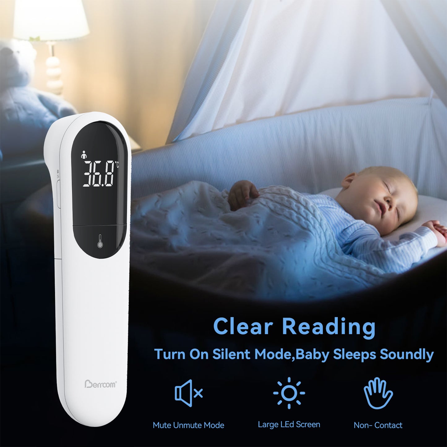 Berrcom Forehead Thermometer New Dual Probe Technology Infrared Thermometer For Adults And Children JXB-315