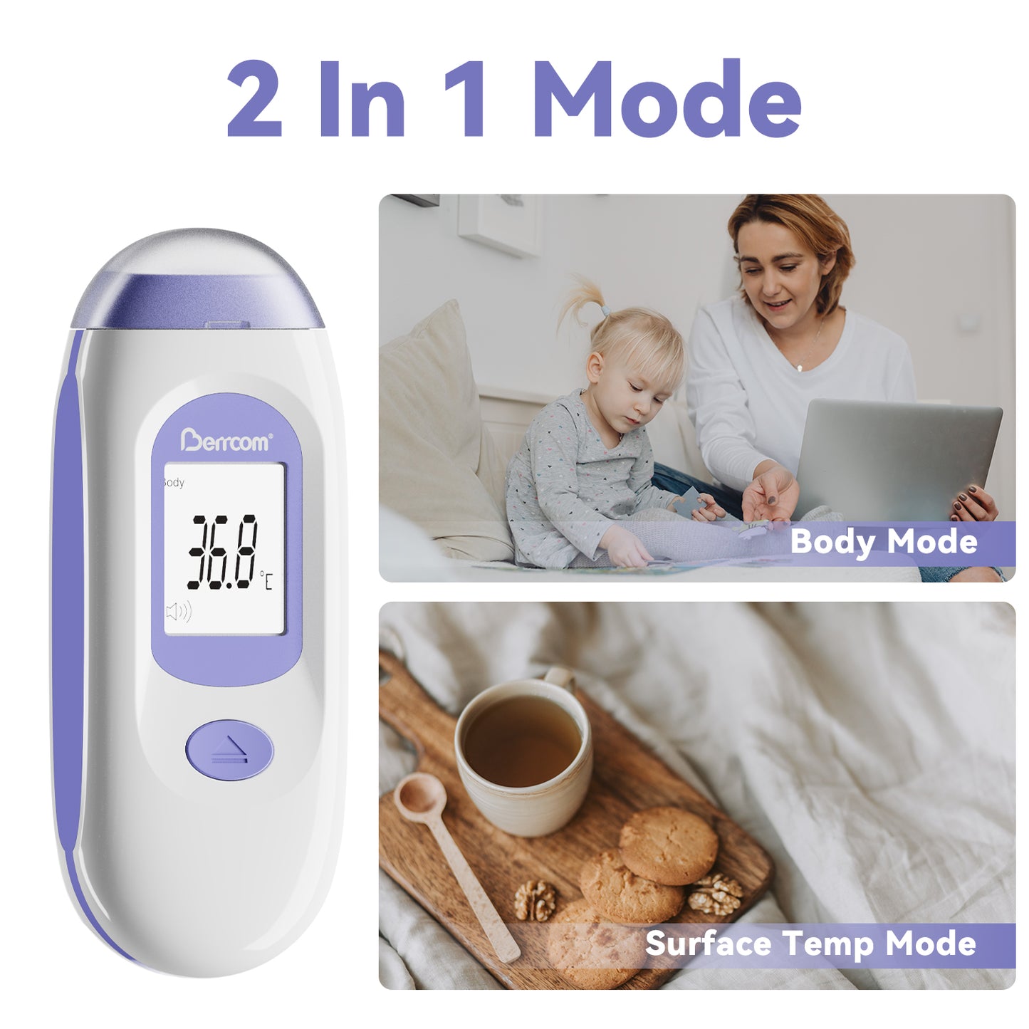 Berrcom Non Contact Infrared Forehead Thermometer for Adults and Babies JXB-192