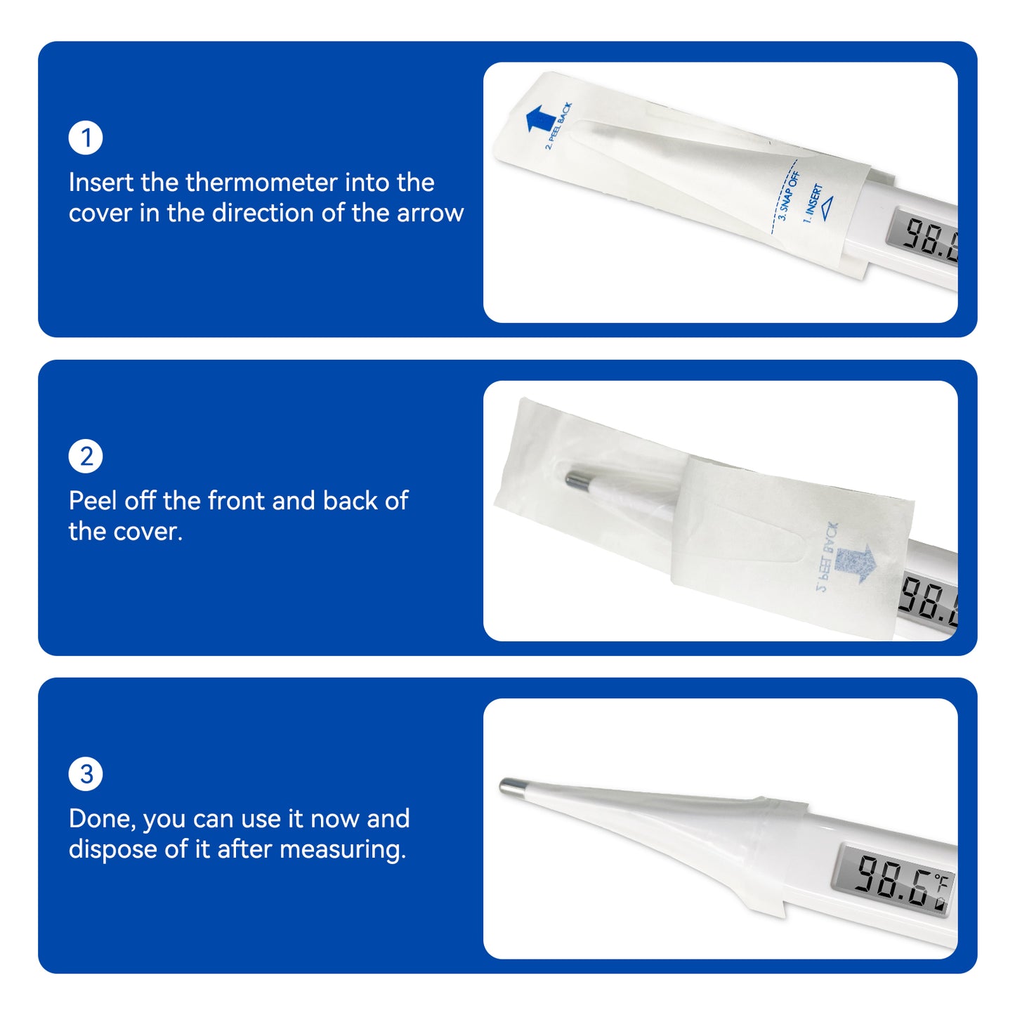 Berrcom Disposable Digital Thermometers Probe Covers Set of 100 Oral Rectal Thermometer Probe Cover Universal Thermometers Sleeves for Adult and Kids