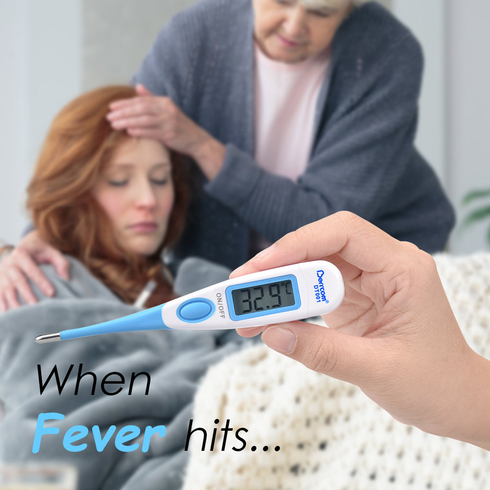 Berrcom Digital Thermometer Oral Underarm Rectal Temperature Thermometer Soft Tips for Adults and Kids