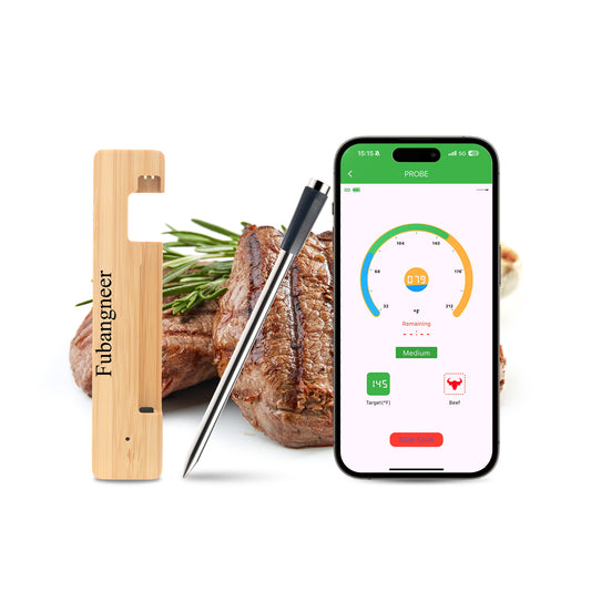Smart Bluetooth Meat Thermometer with Magnetic Mount, Wireless Digital Food Thermometer, App Controlled, IP68 Waterproof, Long Range for BBQ Grill Oven Smoker, Compatible with iOS & Android