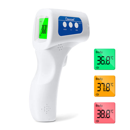 Berrcom Non Contact Infrared Forehead Thermometer for Adults and Children Digital Infrared Thermometer with Instant Reading, Fever Alarm, LCD Display, °F/℃ Switch