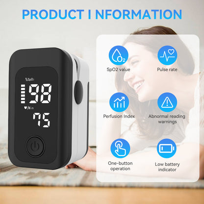 Berrcom Pulse Oximeter Blood Oxygen Saturation Monitor Finger High Accuracy Sats Monitor for Child, Adult with LED Display, Batteries and Lanyard