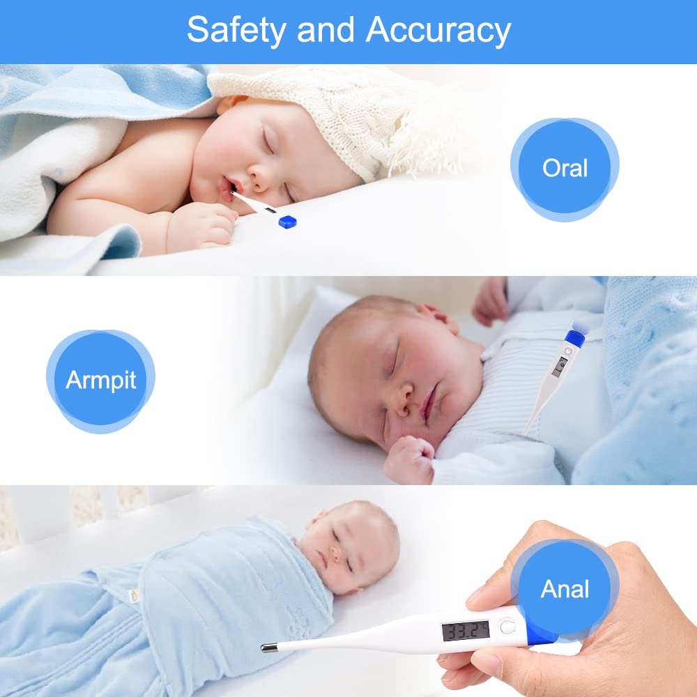 Berrcom Digital Thermometer for Adults and Kids, Oral Thermometer for Rectal Underarm Thermometer for Babies