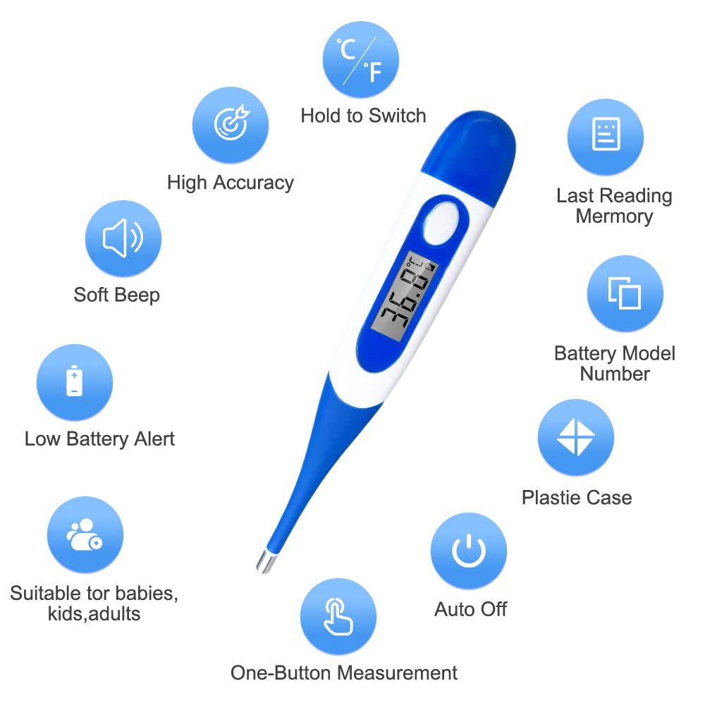 Berrcom Thermometer for Adults and Kids, Digital Oral Thermometer DT-008