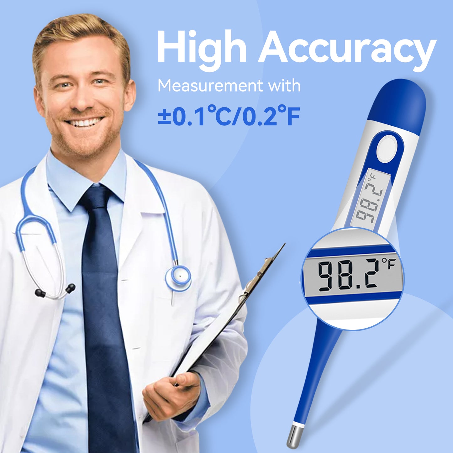 Berrcom Digital Thermometer for Adults and Kids, Digital Oral Thermometer DT-008