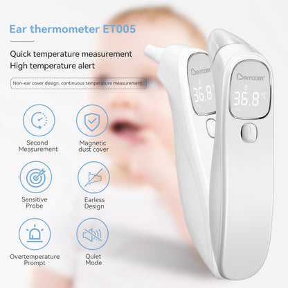 Berrcom Forehead and Ear Thermometer Medical Baby Thermometer Non Contact Infrared Thermometer for Adults and Kids with Fever Alarm, LED Display, °C/°F Switch